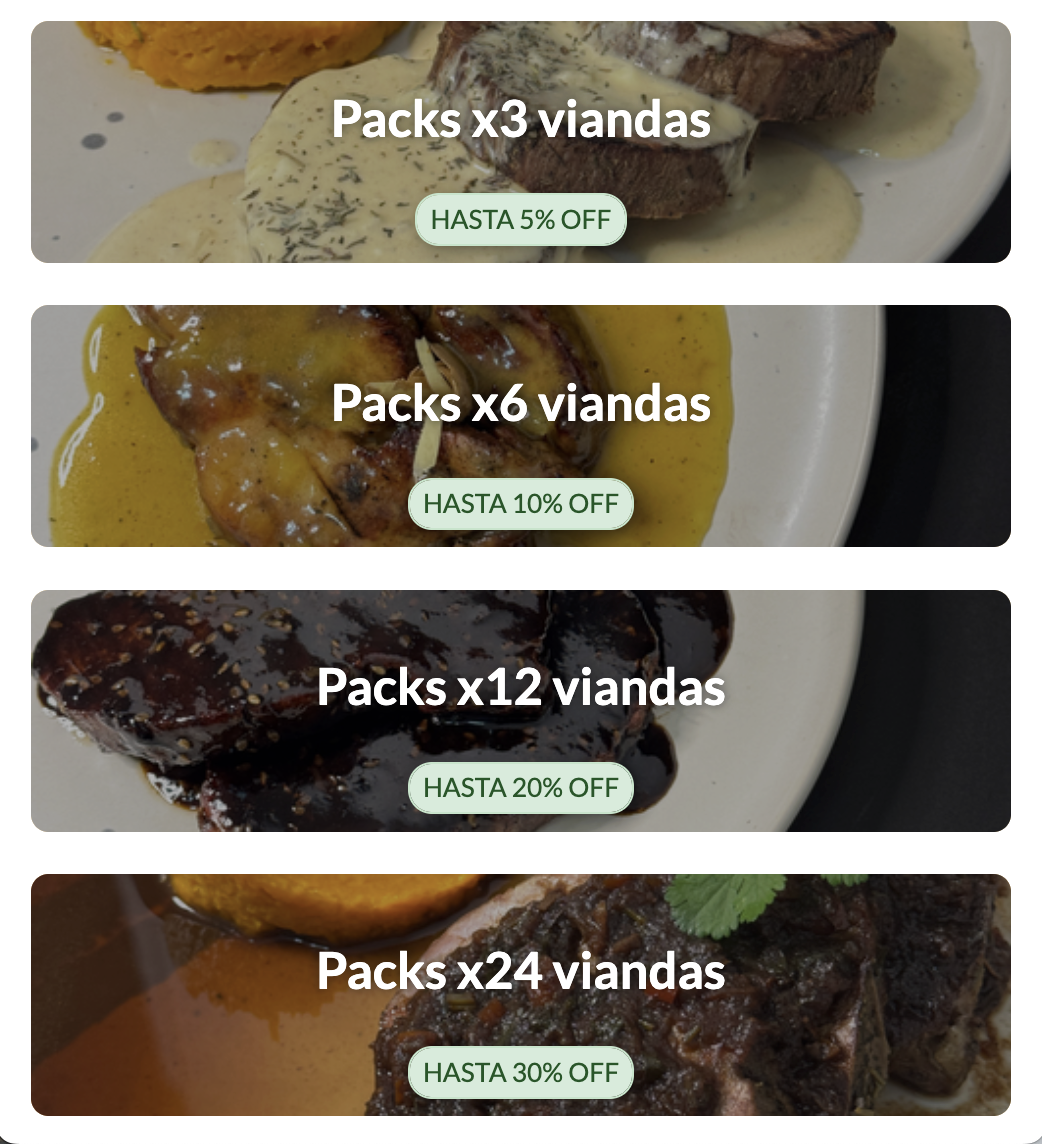 Packs de viandas con descuentos